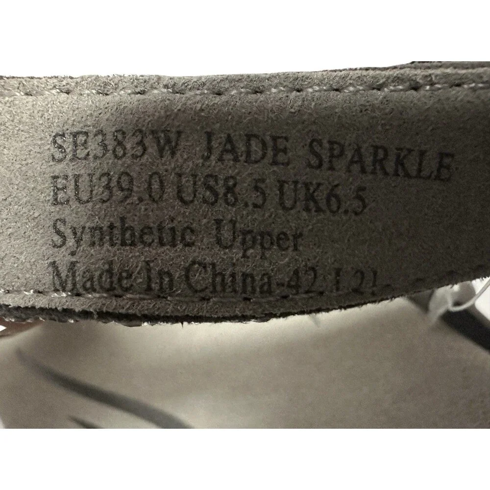 NEW Aetrex Womens Size 8.5 Gunmetal Leather Jade Sparkle Arch Support Sandals - Picture 9 of 9